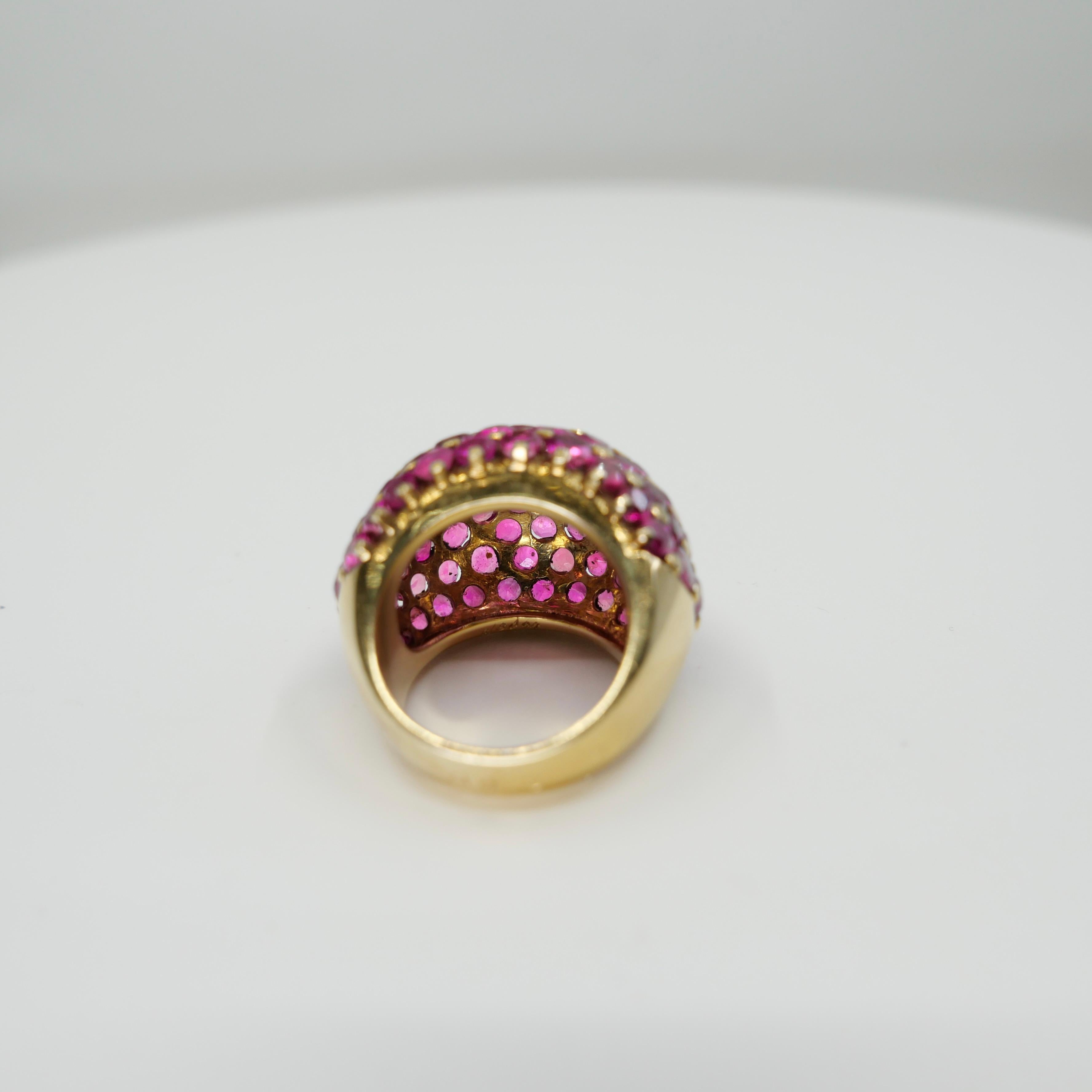 Anello Wolfers Vintage con rubini, zaffiri rosa e cupola in oro giallo. Sostanziale! in vendita 6