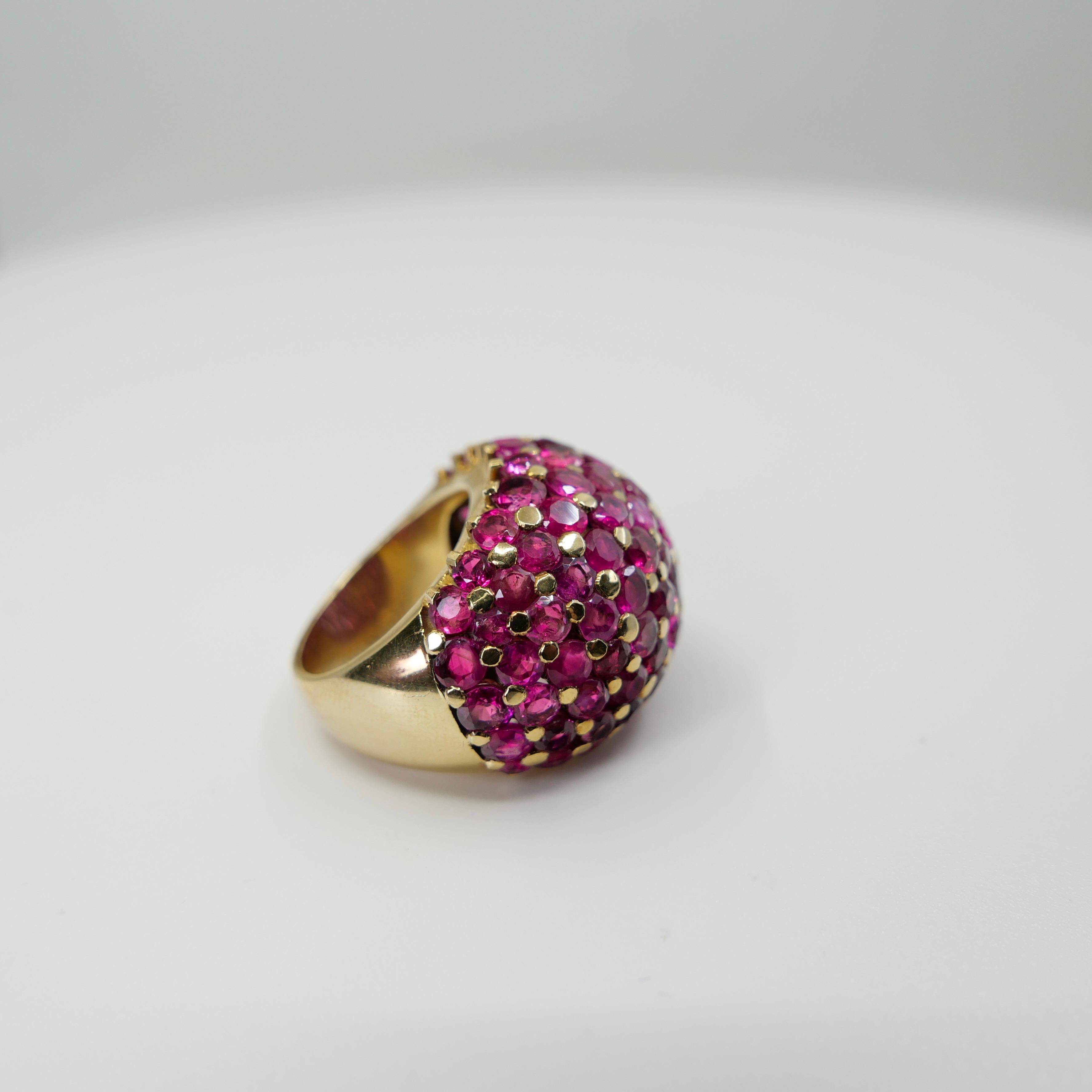Anello Wolfers Vintage con rubini, zaffiri rosa e cupola in oro giallo. Sostanziale! in vendita 8