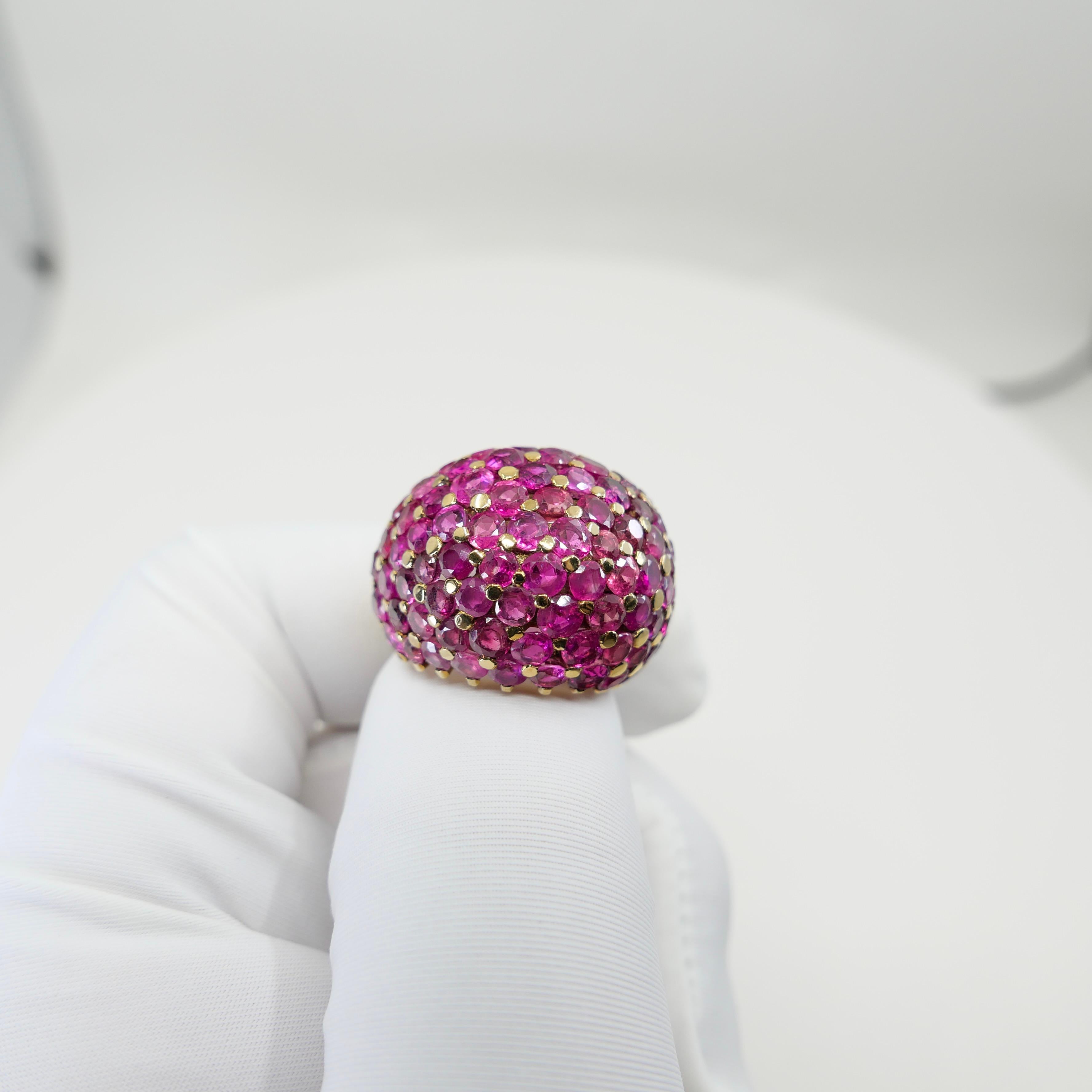 Anello Wolfers Vintage con rubini, zaffiri rosa e cupola in oro giallo. Sostanziale! in vendita 9