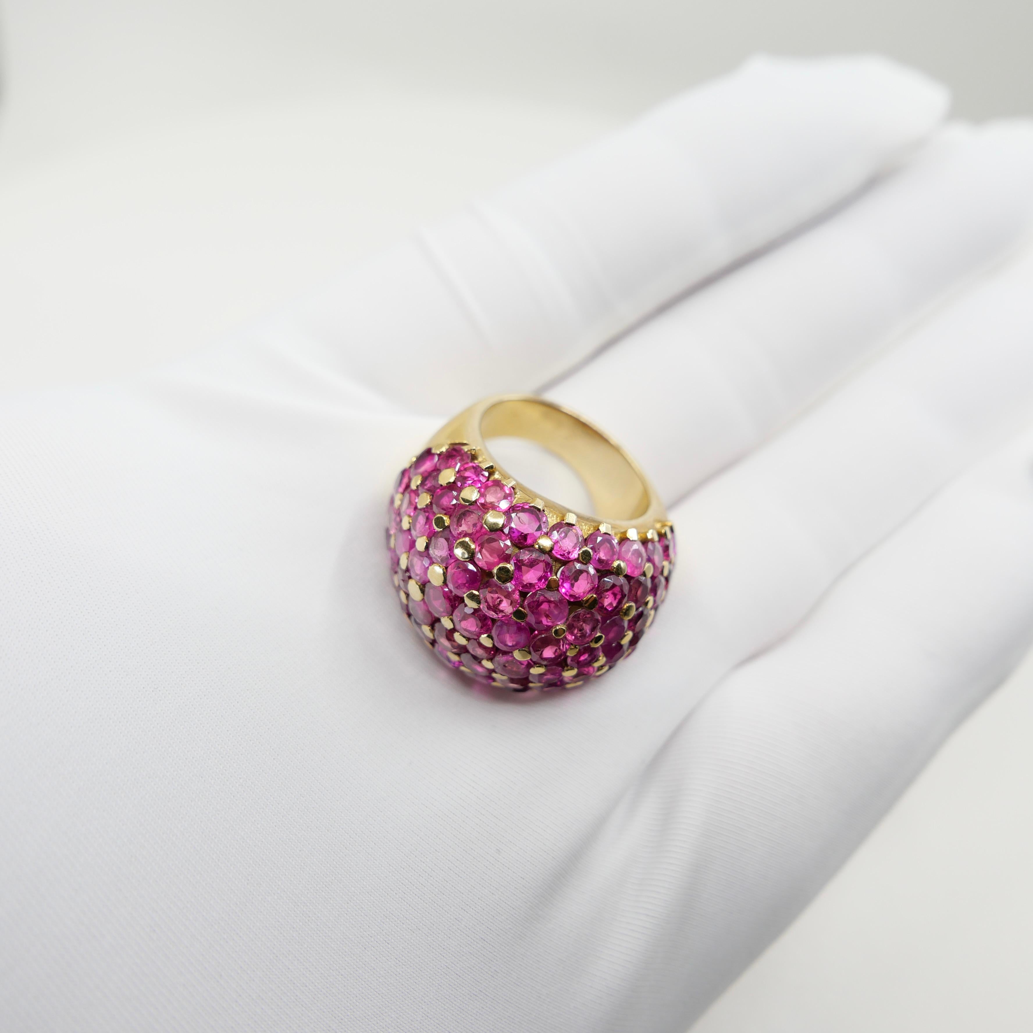 Anello Wolfers Vintage con rubini, zaffiri rosa e cupola in oro giallo. Sostanziale! in vendita 11