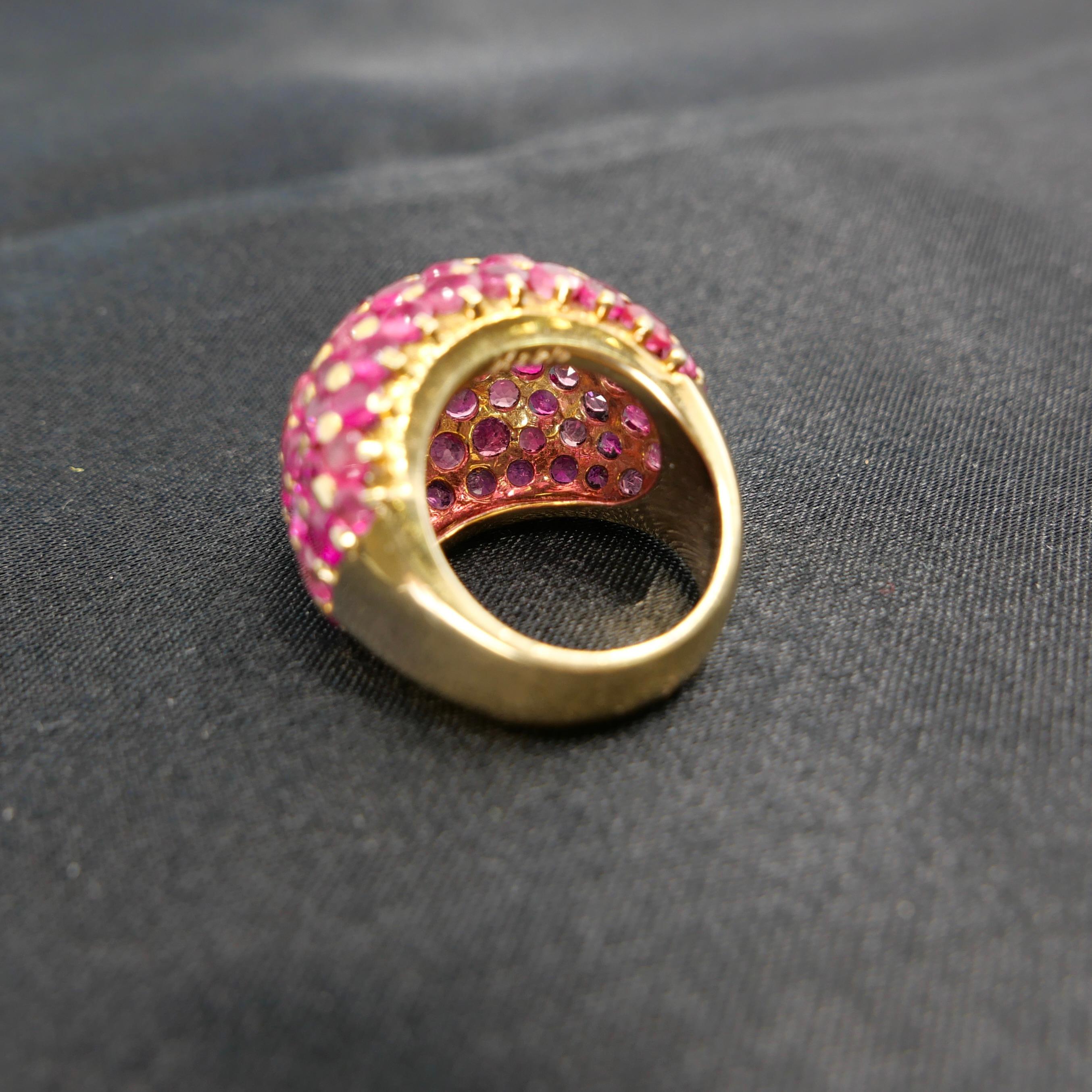 Anello Wolfers Vintage con rubini, zaffiri rosa e cupola in oro giallo. Sostanziale! in vendita 15