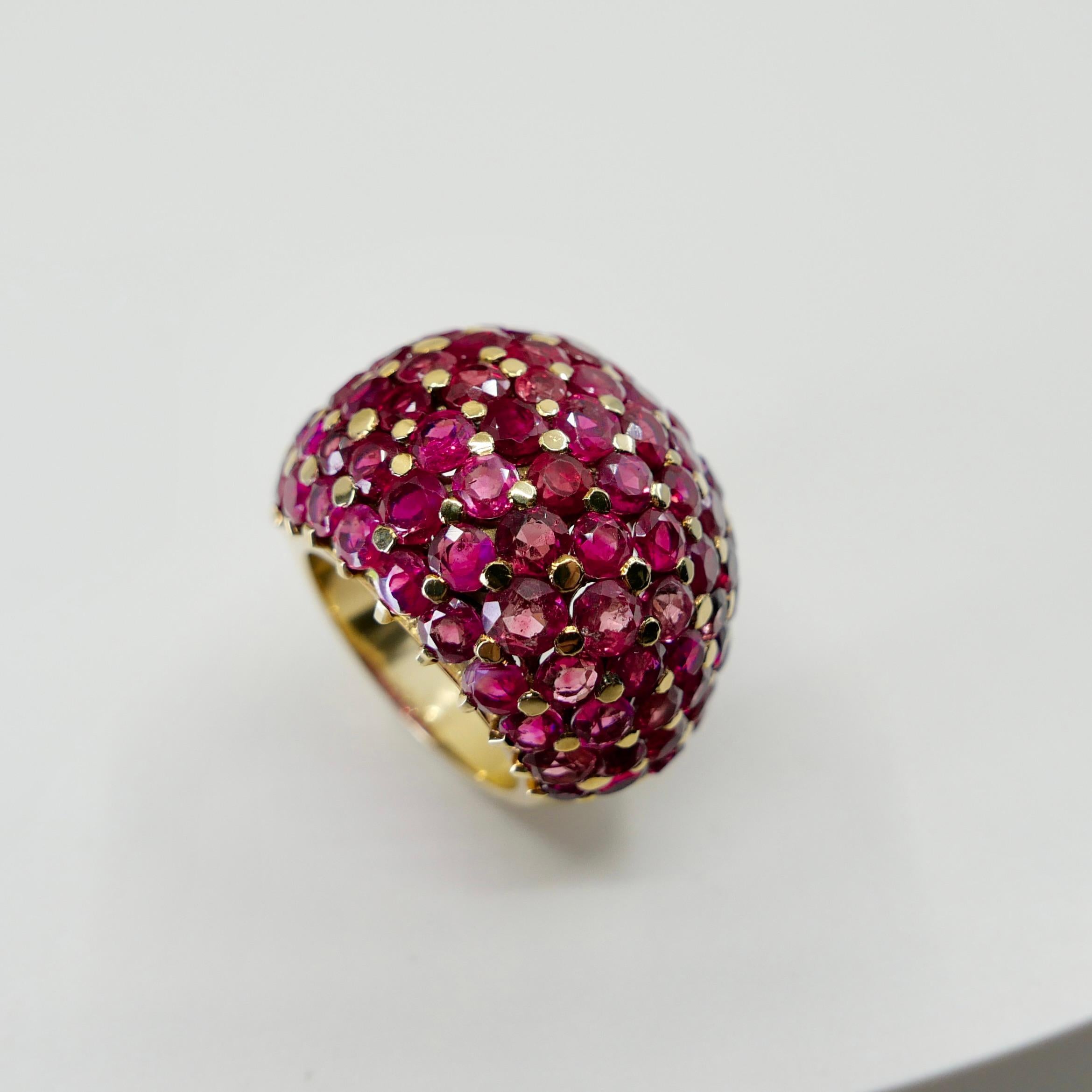 Anello Wolfers Vintage con rubini, zaffiri rosa e cupola in oro giallo. Sostanziale! in vendita 4