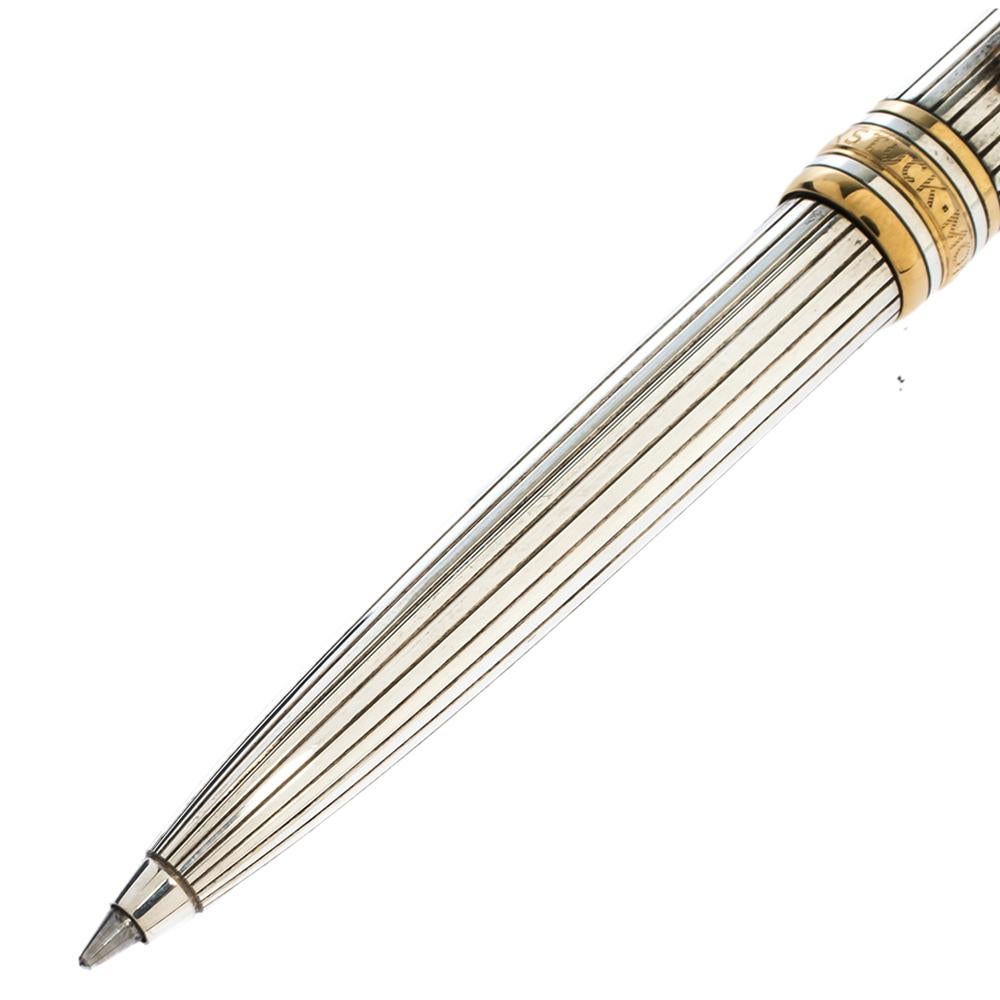 Montblanc uses a modern, minimalist approach with this Meisterstuck Hommage Wolfgang Amadeus Mozart ballpoint pen bringing the brand's classic design aesthetic and quality materials together. This pen is rendered in two-tone silver and the textured
