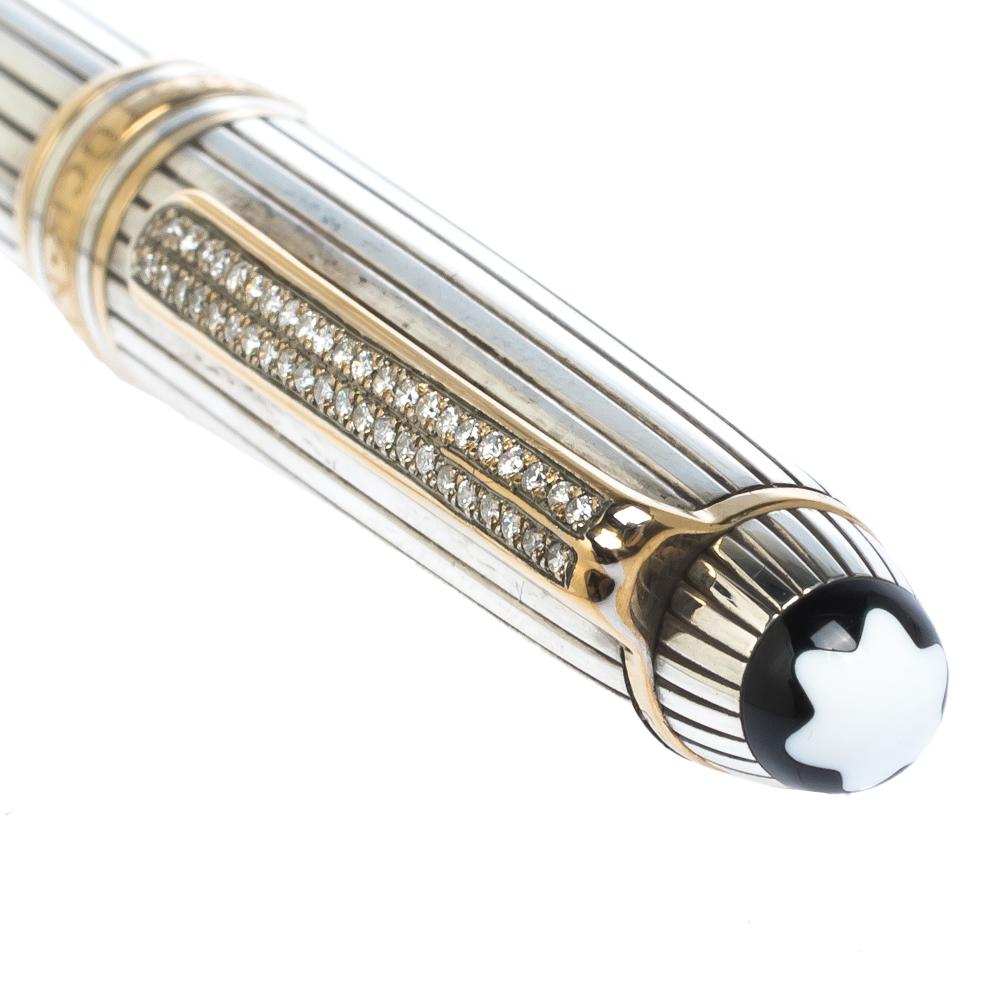 Wolfgang Amadeus Mozart Two-Tone Sterling Silver Diamond Ballpoint Pen In Good Condition In Dubai, Al Qouz 2