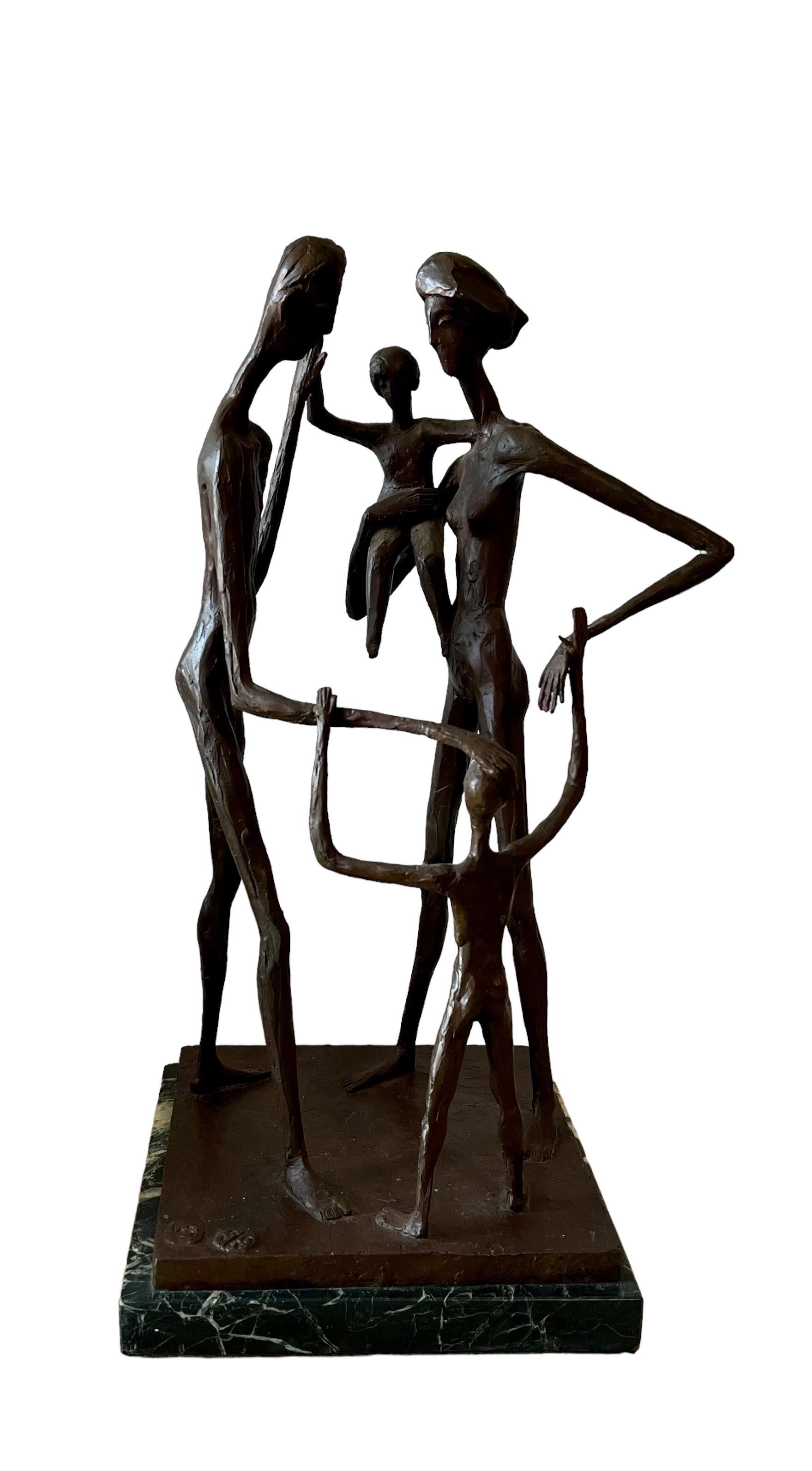 Grande sculpture abstraite en bronze moderniste "Family" Wolfgang Behl