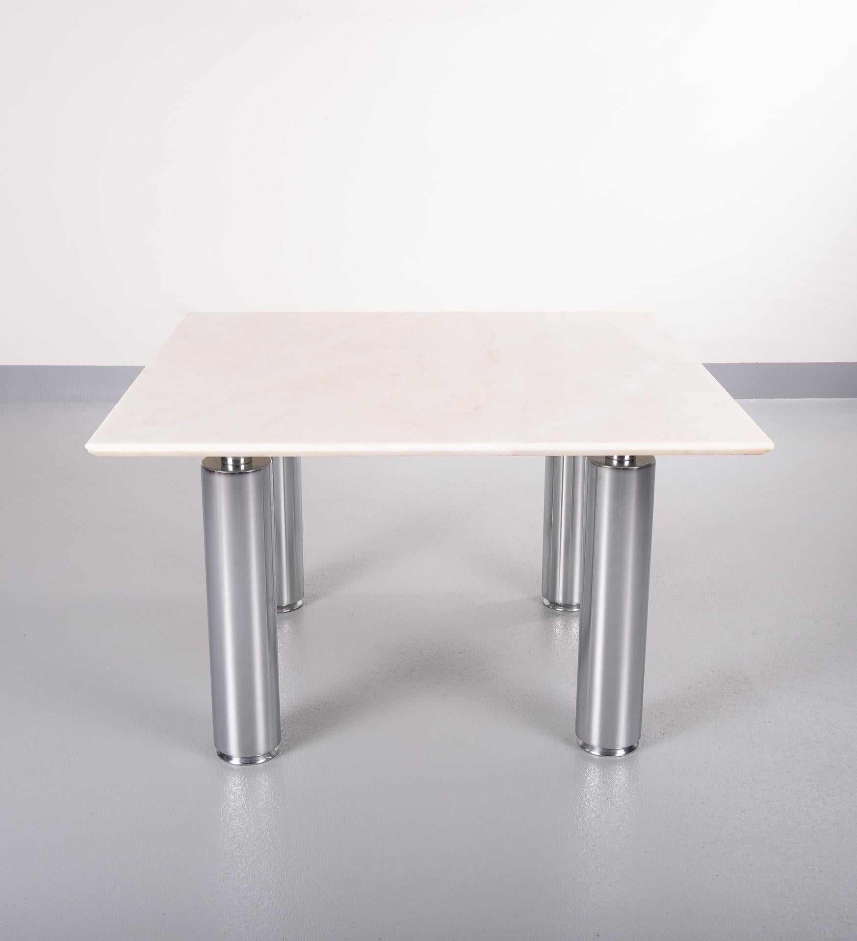 Late 20th Century Wolfgang C.R. Mezger  Marble on steel coffee table 1980s  For Sale