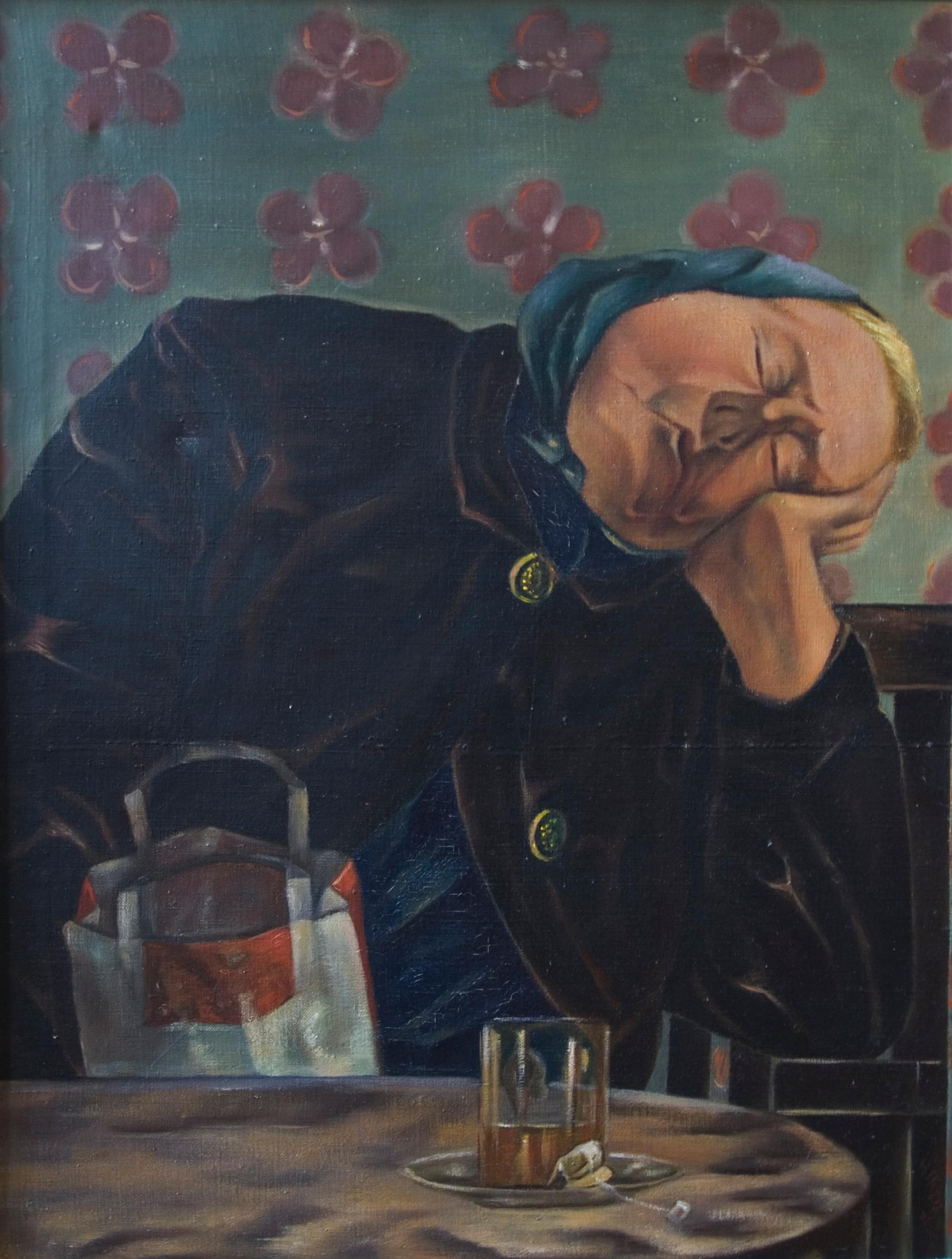 Wolfgang Herzig Figurative Painting - Schlafende Frau (Sleeping Woman) - Oil/Canvas, Realism, Figurative, Modern