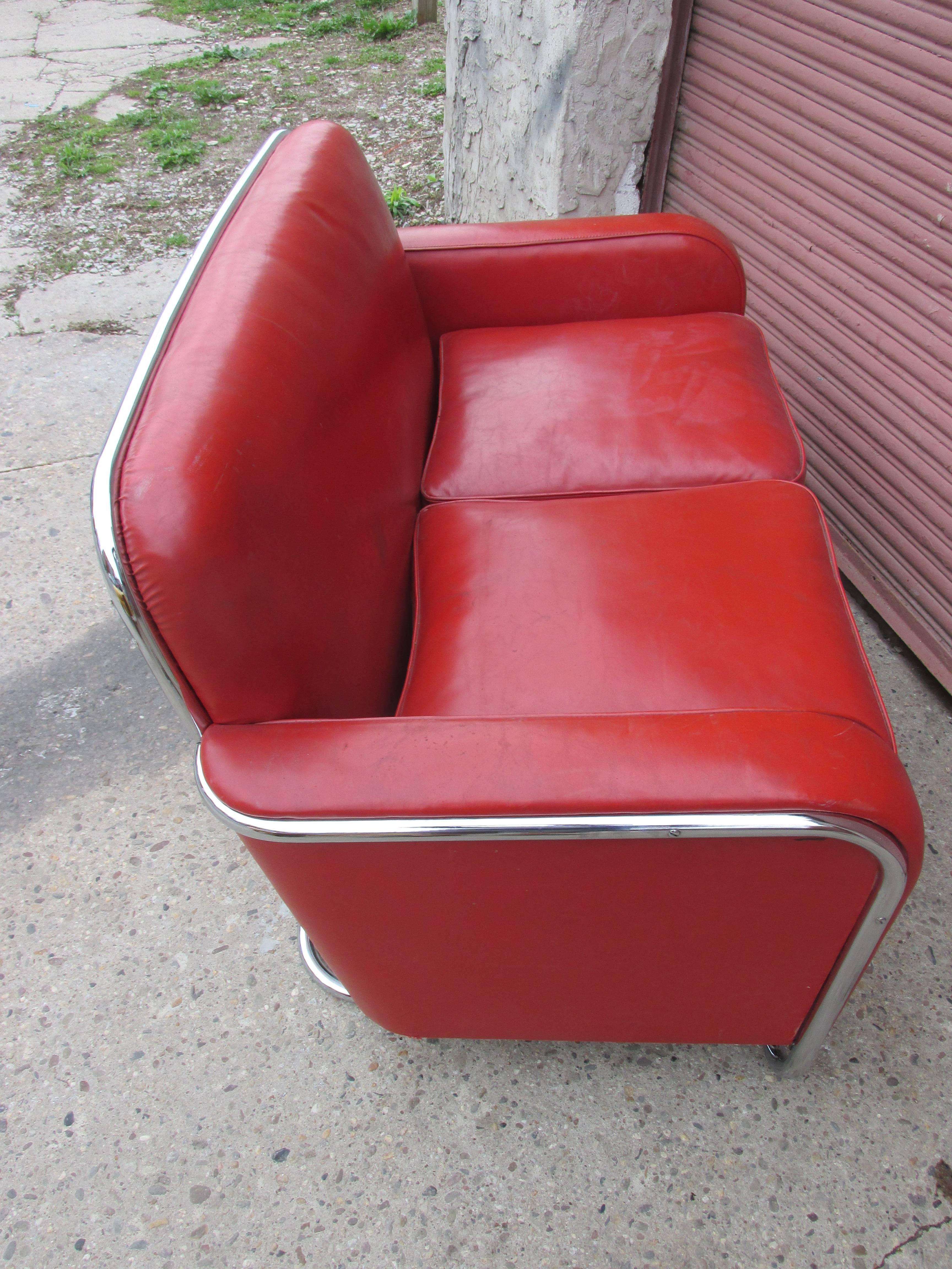 Mid-20th Century Wolfgang Hoffman for Howell Furniture Loveseat