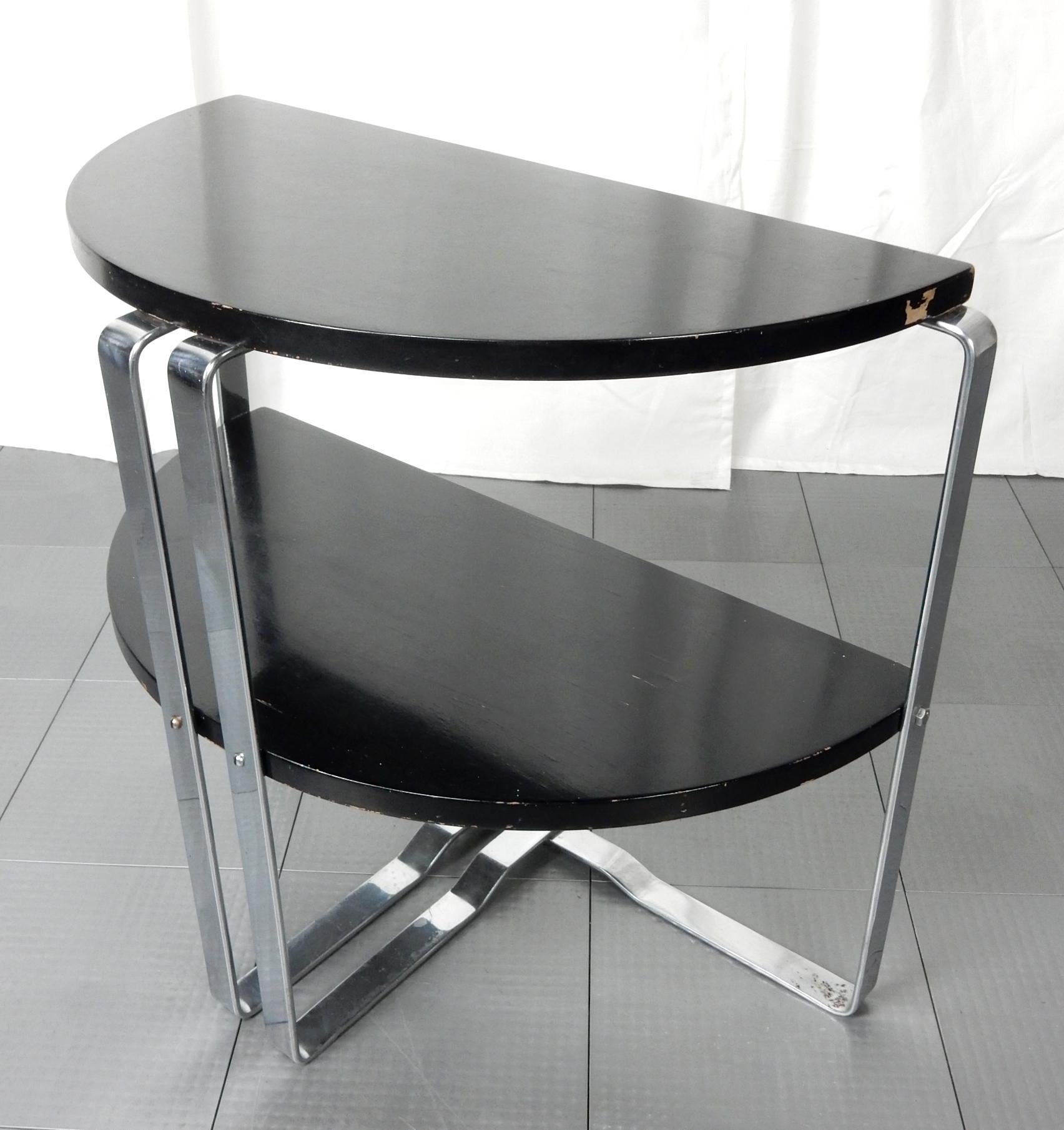 Art déco Table d'extrémité Demilune Art Déco américaine Wolfgang Hoffmann