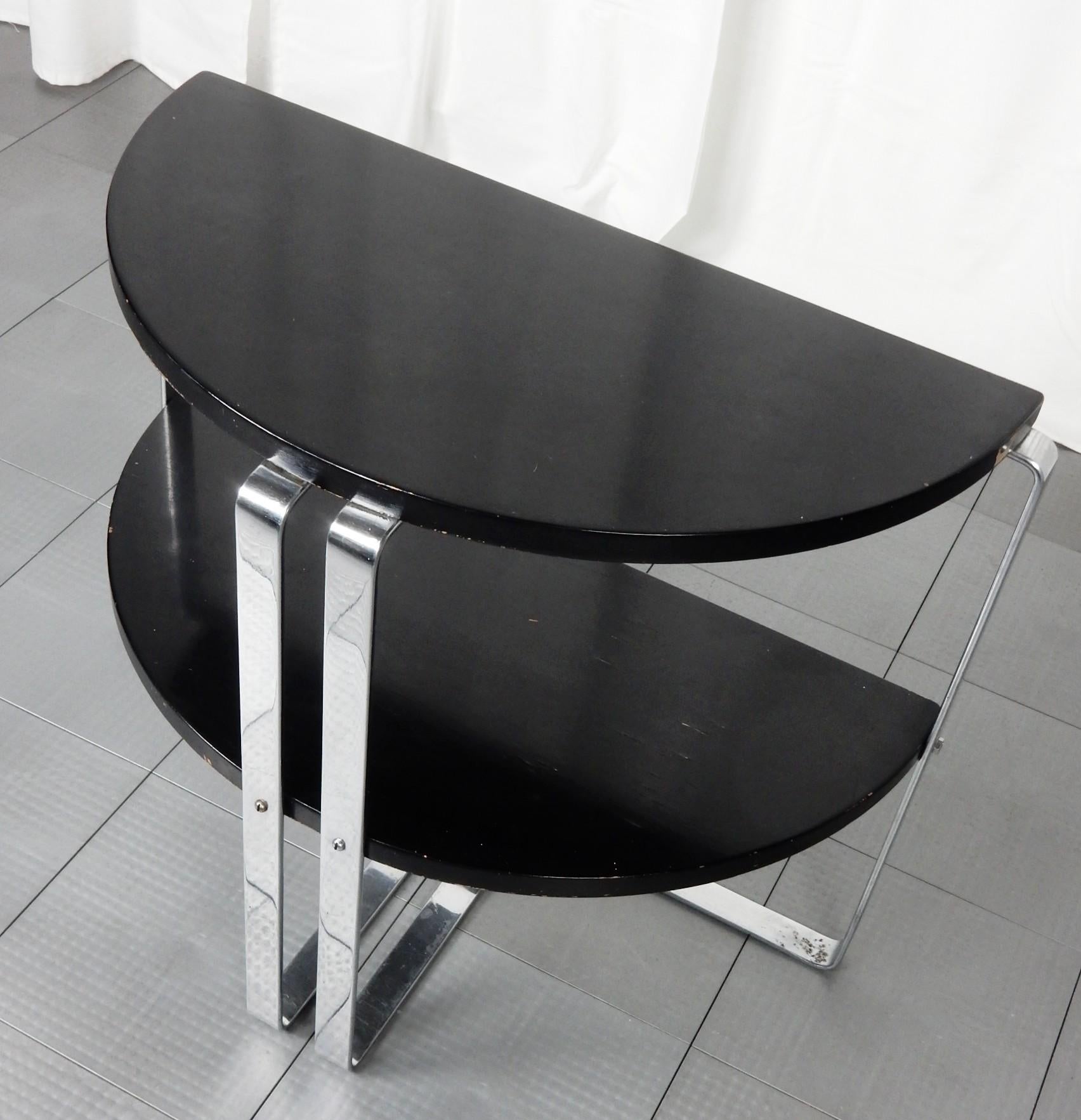 20ième siècle Table d'extrémité Demilune Art Déco américaine Wolfgang Hoffmann