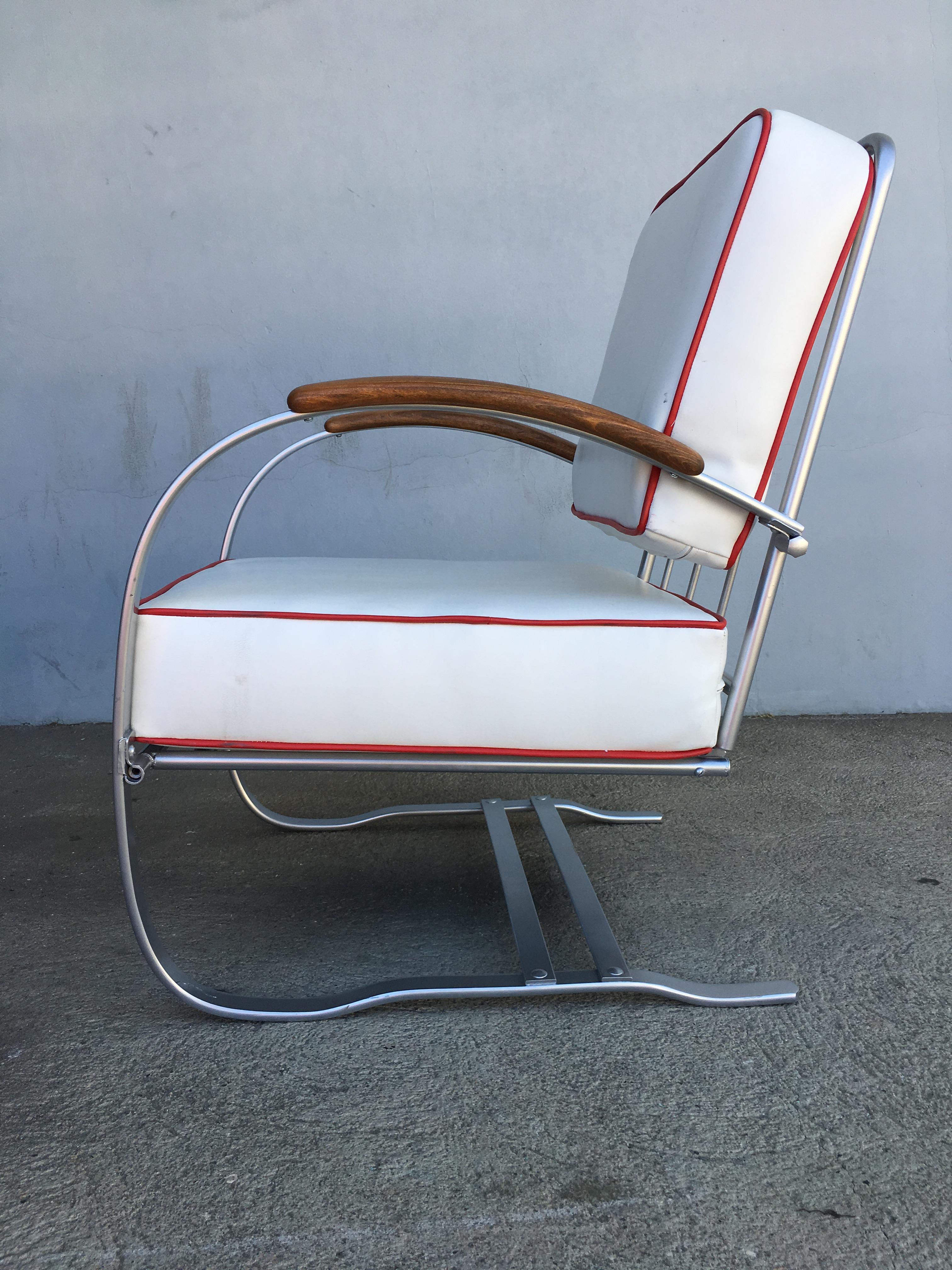 Art Deco Wolfgang Hoffmann Chrome Springer Lounge Chair for Howell