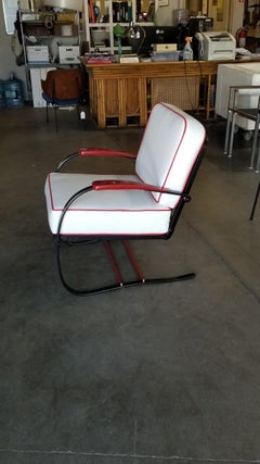 Fauteuil de relaxation Springer rouge et noir fait sur mesure par Wolfgang Hoffmann pour Howell