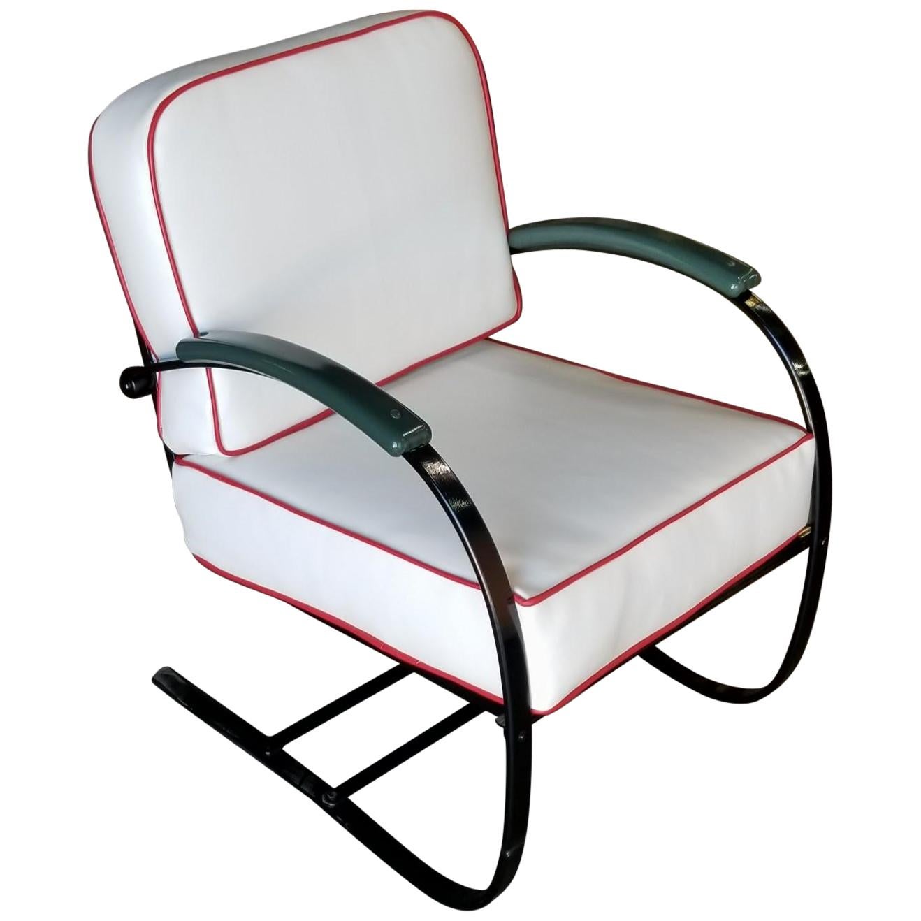 Wolfgang Hoffmann Custom Green and Black Springer Chair for Howell