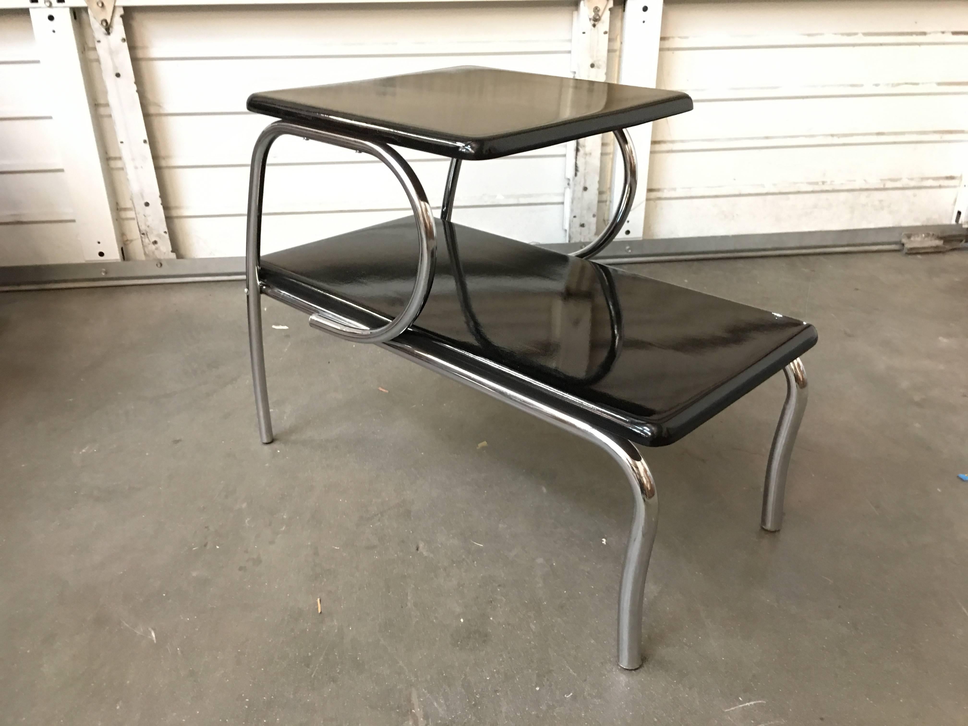 American Wolfgang Hoffmann Style Art Deco Chrome & Micarta Side Table For Sale