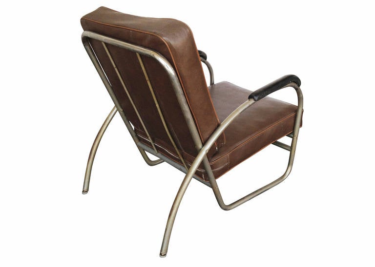Art Deco Wolfgang Hoffmann Style Chrome Club Chair by Royal Metal