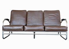 Wolfgang Hoffmann Style Chrome Tubular Sofa by Royal Metal