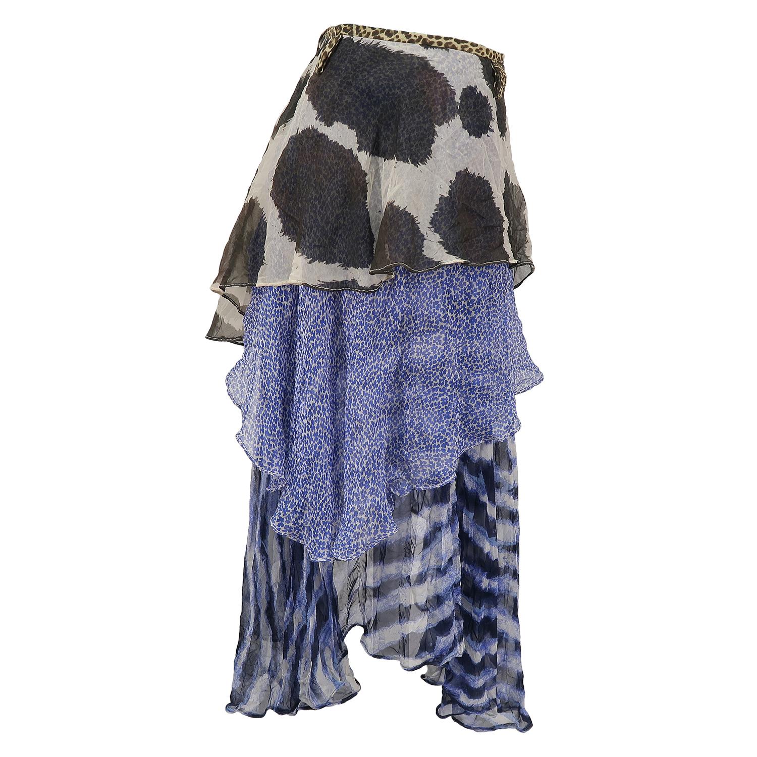Wolfgang Joop for WUNDERKIND SS-2008 Silk Mix Layered Printed Skirt In Excellent Condition For Sale In Brussels, BE
