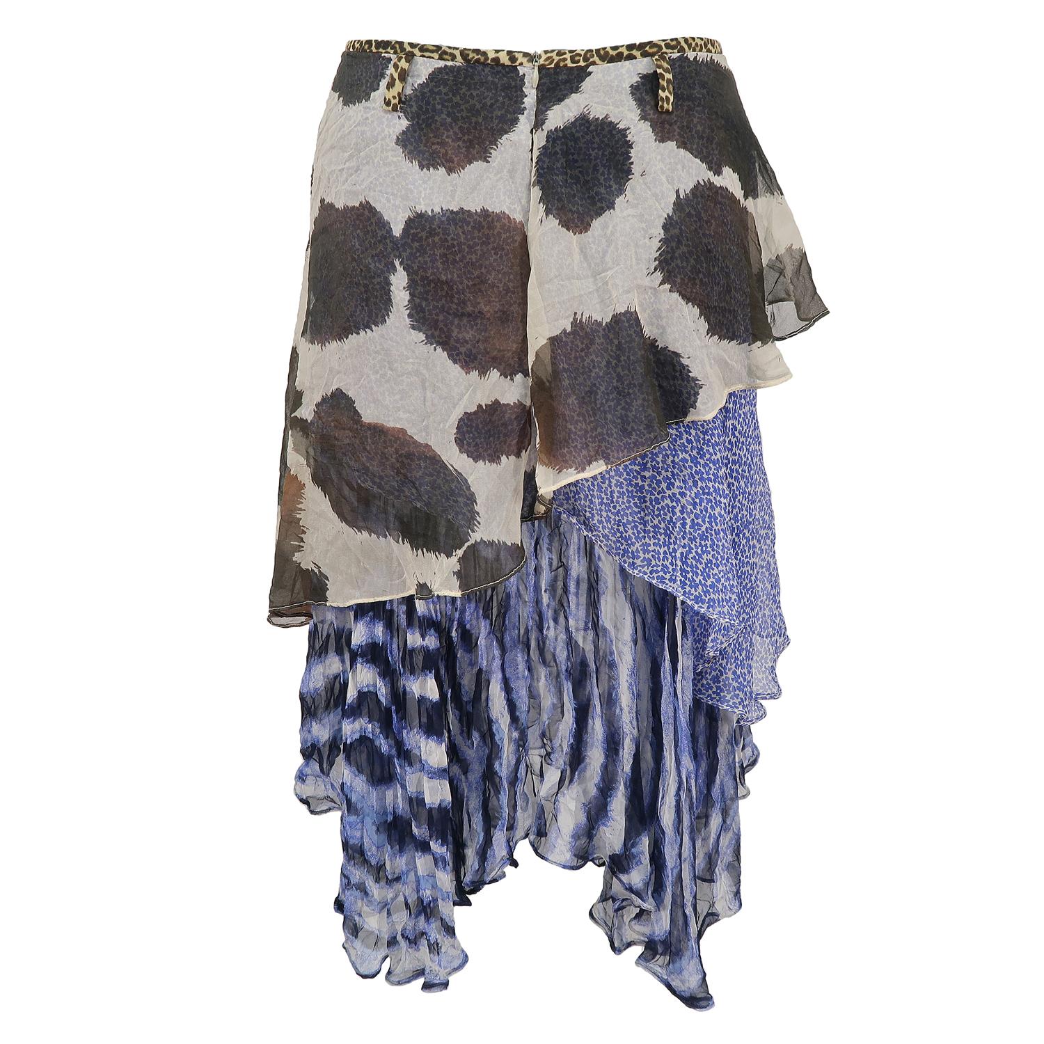 Women's Wolfgang Joop for WUNDERKIND SS-2008 Silk Mix Layered Printed Skirt For Sale