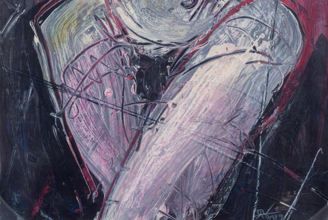 Wolfgang K. E. Lehman, artista tedesco. Tecnica mista, carta. Il nudo espressionista In condizioni ottime in vendita a Copenhagen, DK