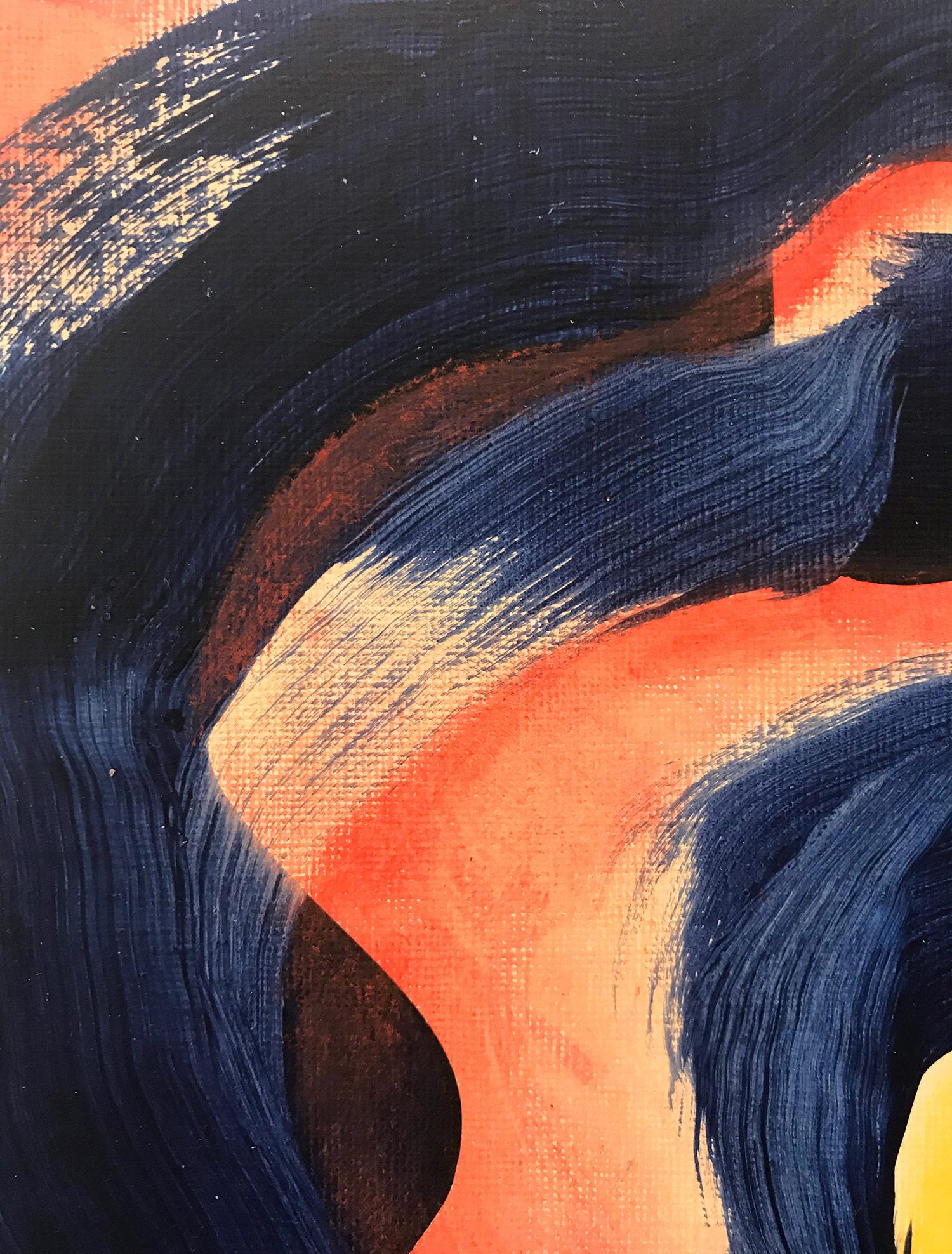 Abstraktes, gegenständliches Spiral-Knotengemälde „Blue Knot No. 1“ auf Papier (Schwarz), Figurative Painting, von Wolfgang Leidhold