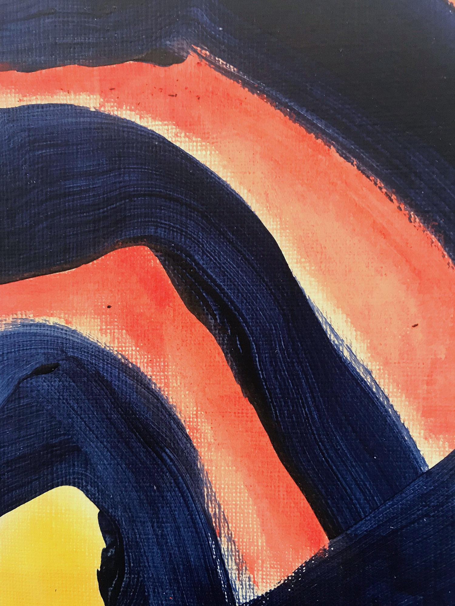 « Blue Knot n° 1 », peinture figurative abstraite en forme de nœud spiralé, œuvre sur papier en vente 2