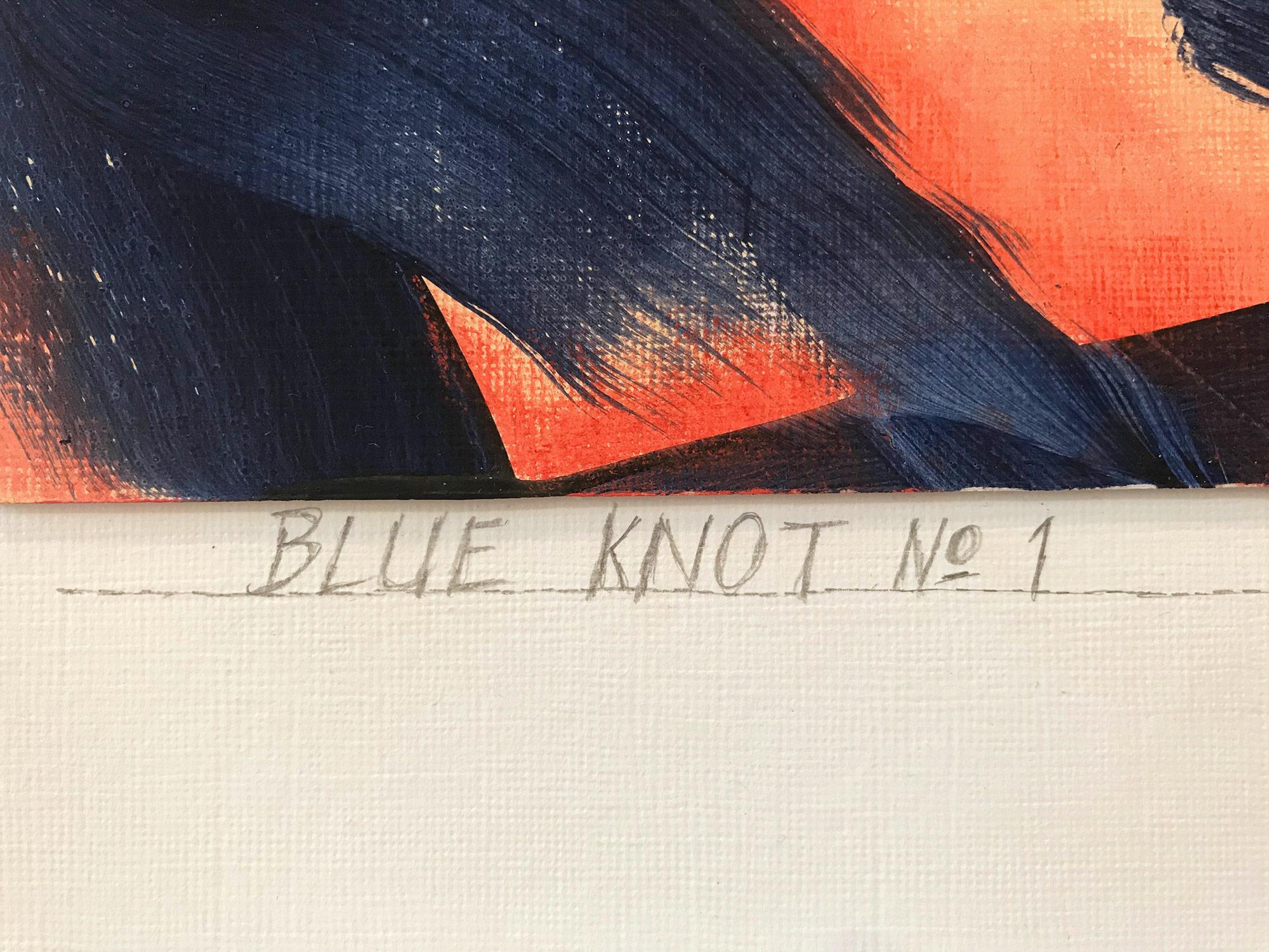 « Blue Knot n° 1 », peinture figurative abstraite en forme de nœud spiralé, œuvre sur papier en vente 4