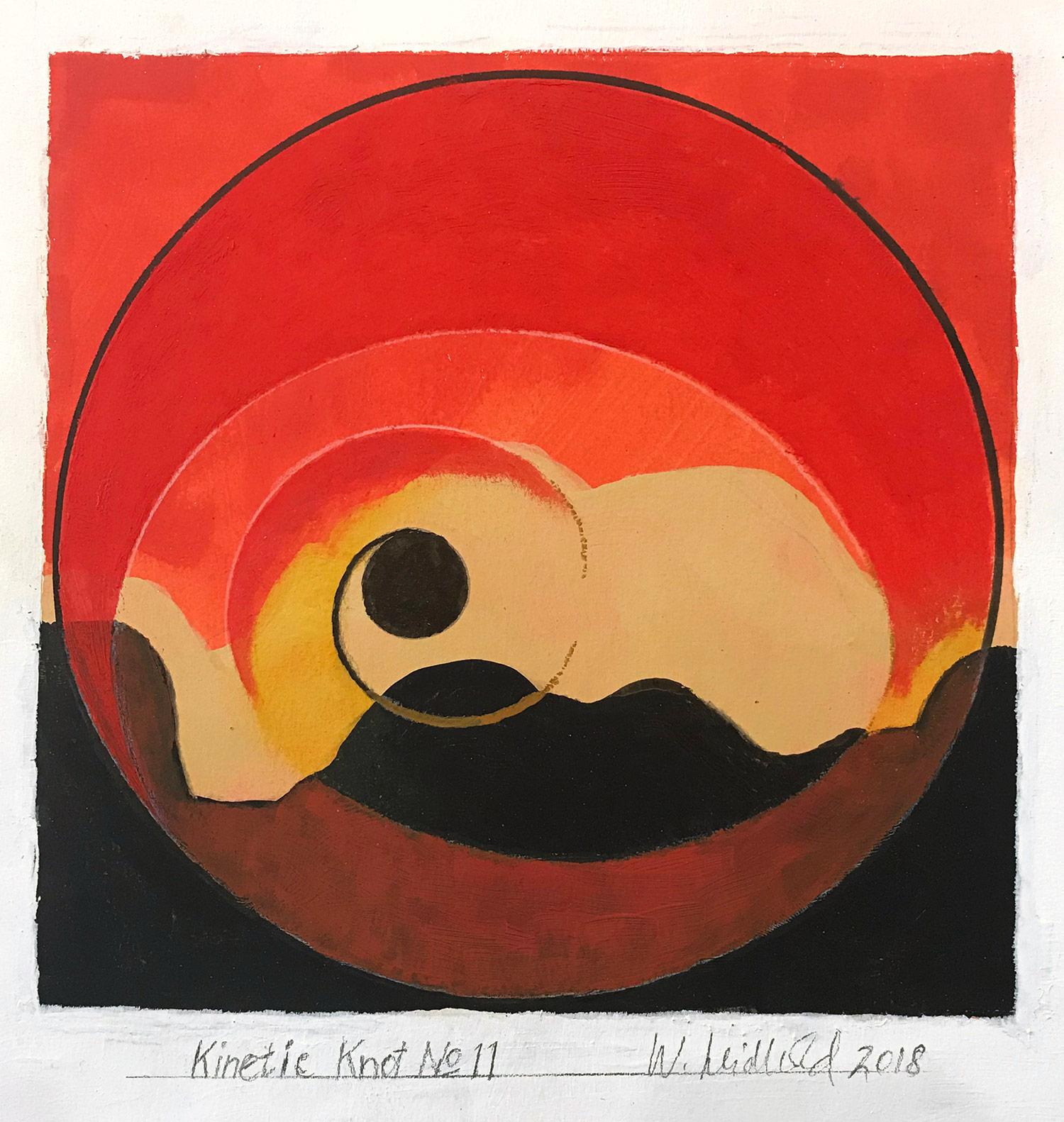 „Kinetic Knot No. 11“ Geometrisches, abstraktes, gegenständliches Gemälde auf Papier – Painting von Wolfgang Leidhold