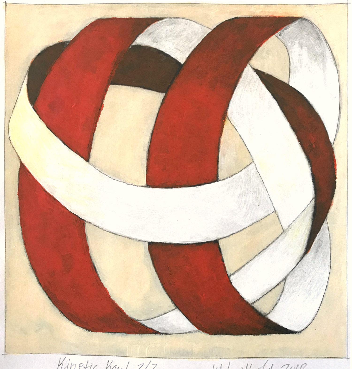 „Kinetic Knot No. 2/2“ Abstraktes, gegenständliches, gegenständliches Knotengemälde auf Papier – Painting von Wolfgang Leidhold