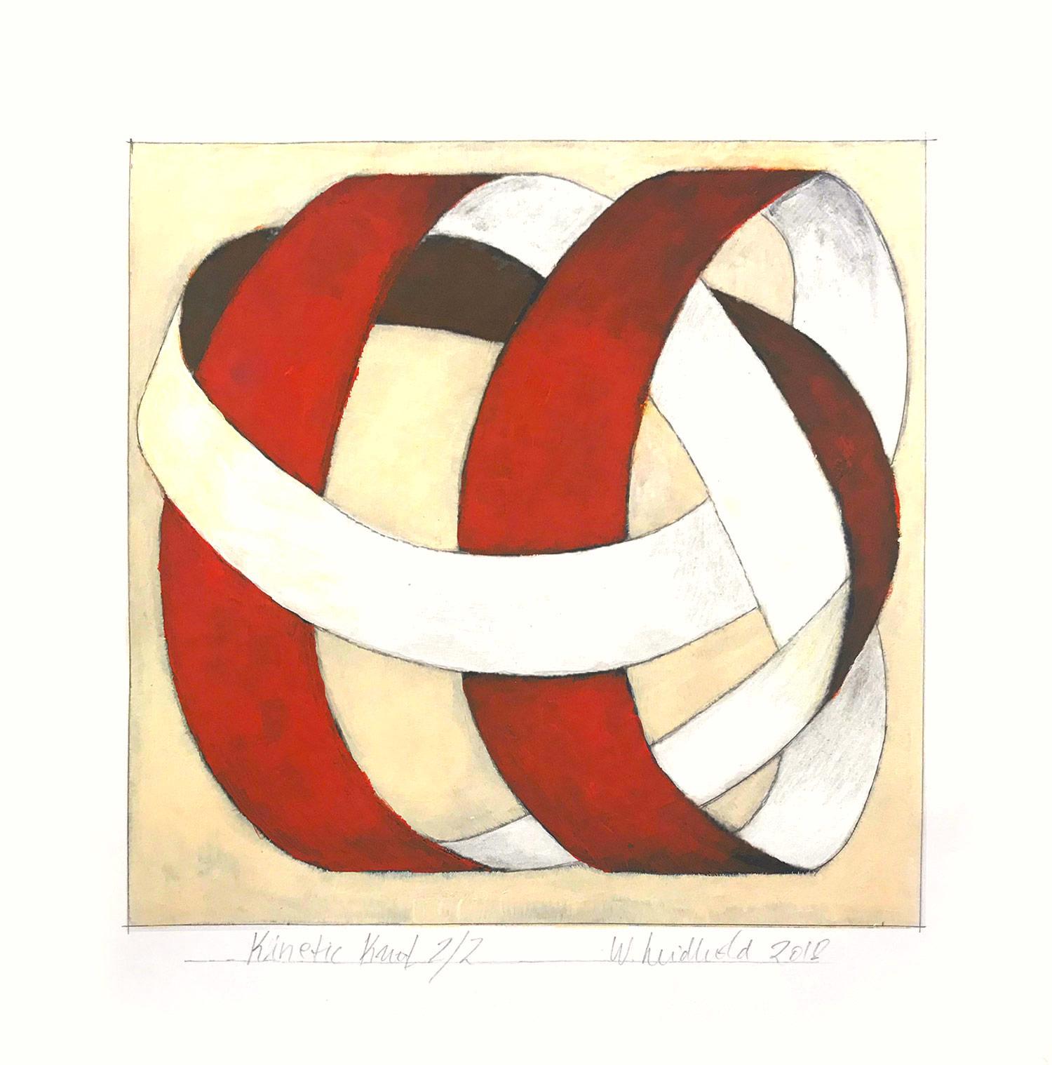 Wolfgang Leidhold Figurative Painting - "Kinetic Knot No. 2/2" Abstract Representational Knot Painting Work on Paper