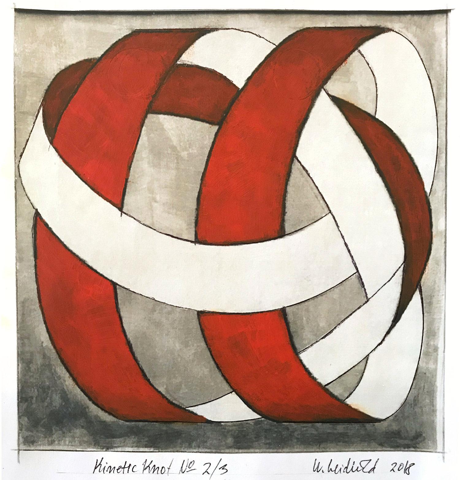„Kinetic Knot No. 2/3“ Abstraktes, gegenständliches, gegenständliches Knotengemälde auf Papier – Painting von Wolfgang Leidhold