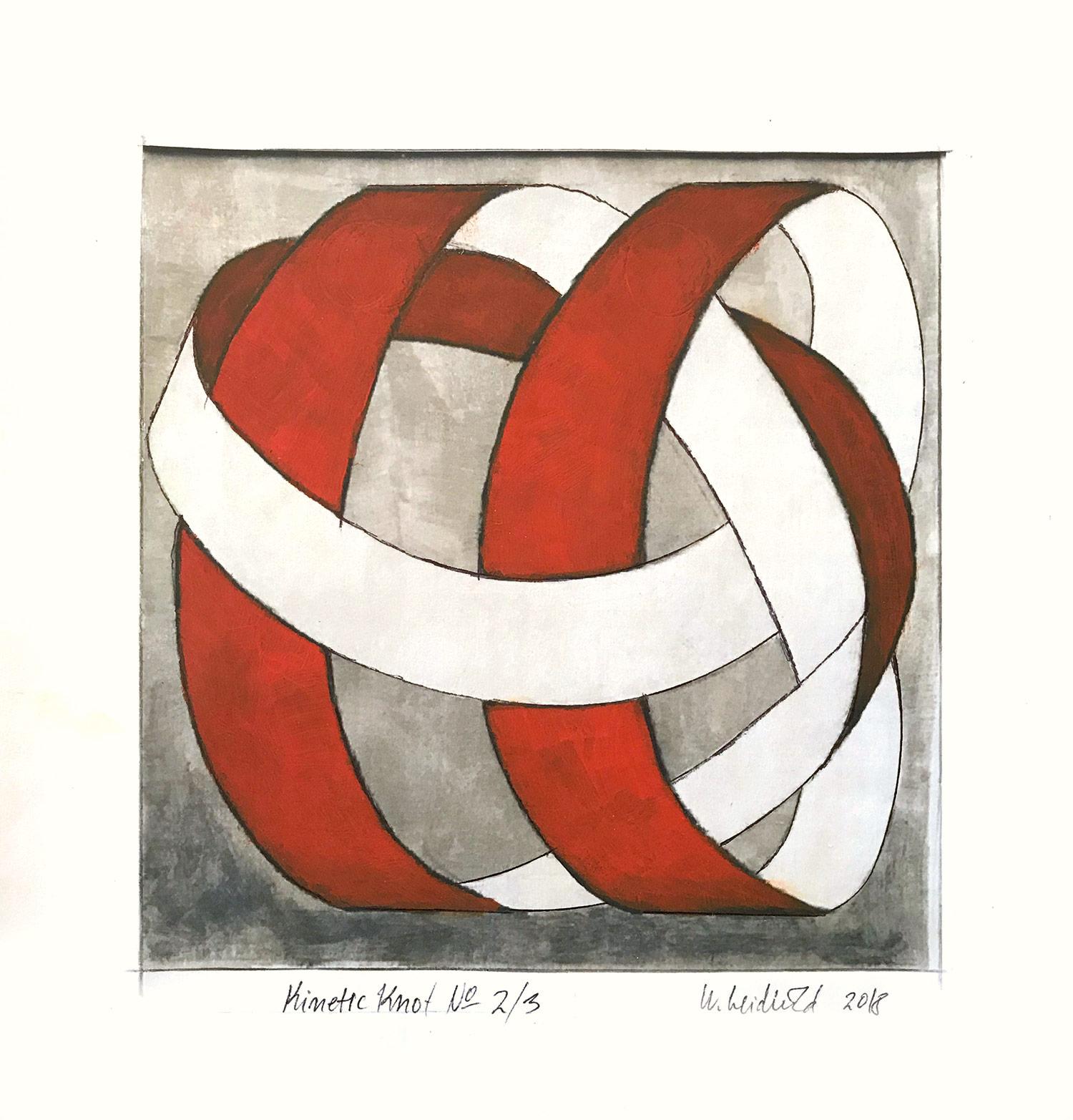 Wolfgang Leidhold Abstract Painting - "Kinetic Knot No. 2/3" Abstract Representational Knot Painting Work on Paper