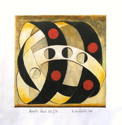 "Kinetic Knot No. 2/4" Abstract Representational Knot Painting Work on Paper