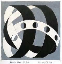 "Kinetic Knot No. 2/6" Abstract Representational Knot Painting Work on Paper