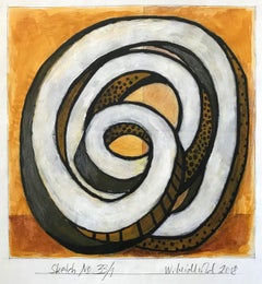 "Boceto nº 33/1" Pintura abstracta representacional de nudos cinéticos Obra sobre papel