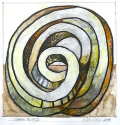 "Sketch No.33/2" Pintura geométrica abstracta representacional de nudos Obra sobre papel