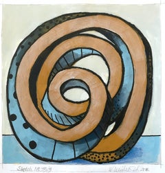 "Sketch n° 33/3" Peinture figurative abstraite représentant un nœud cinétique sur papier