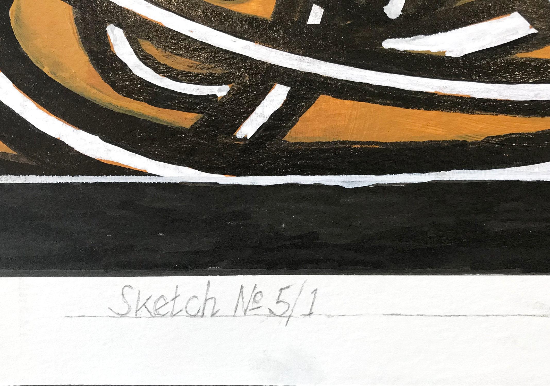 „Sketch No. 5/1“ Abstraktes, gegenständliches, kinetisches Knotengemälde auf Papier im Angebot 4