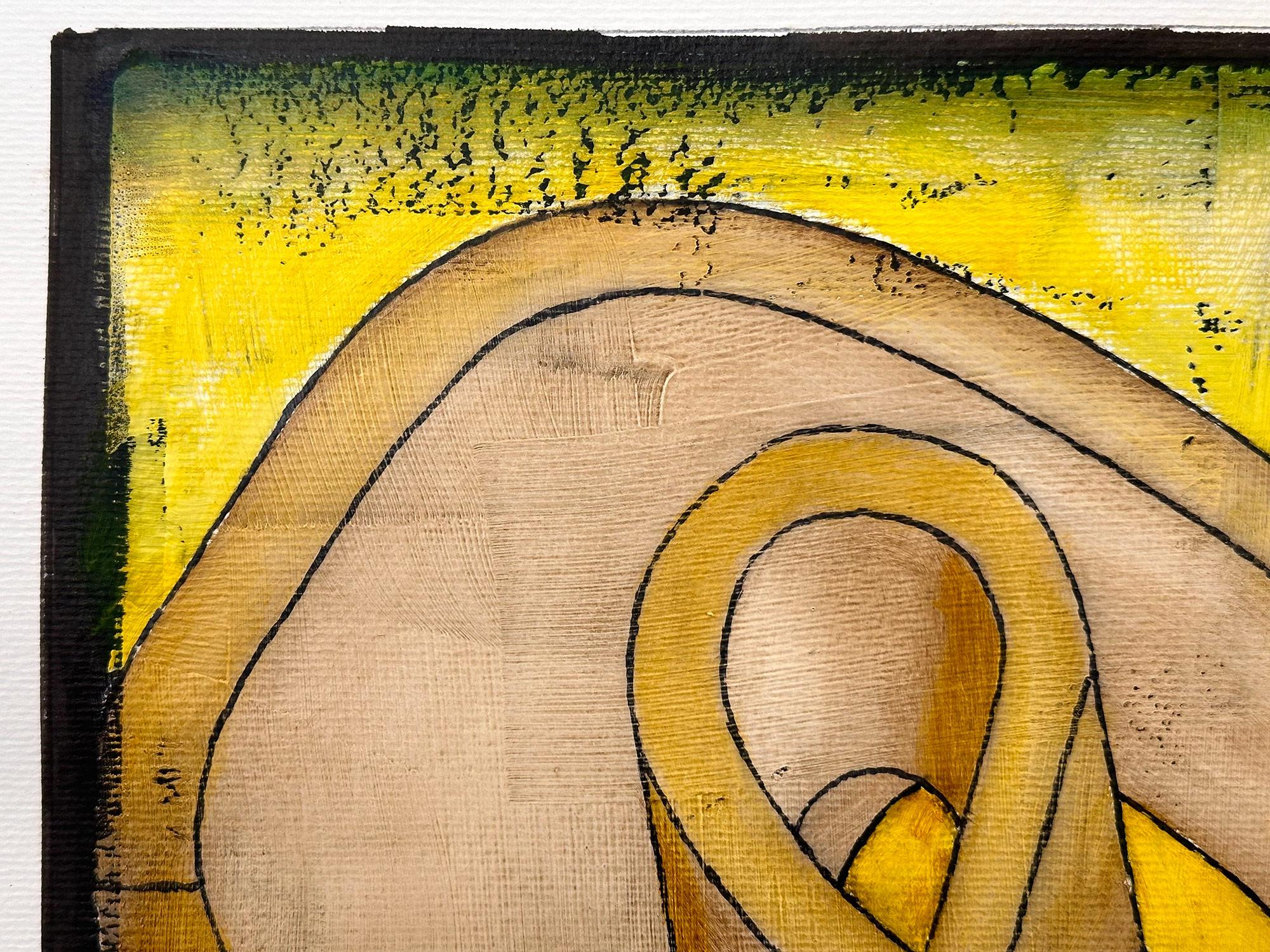 Abstraktes gegenständliches Gemälde auf Papier, Skizze Nr.35/6: Der geknotete Schloss (Geometrische Abstraktion), Painting, von Wolfgang Leidhold