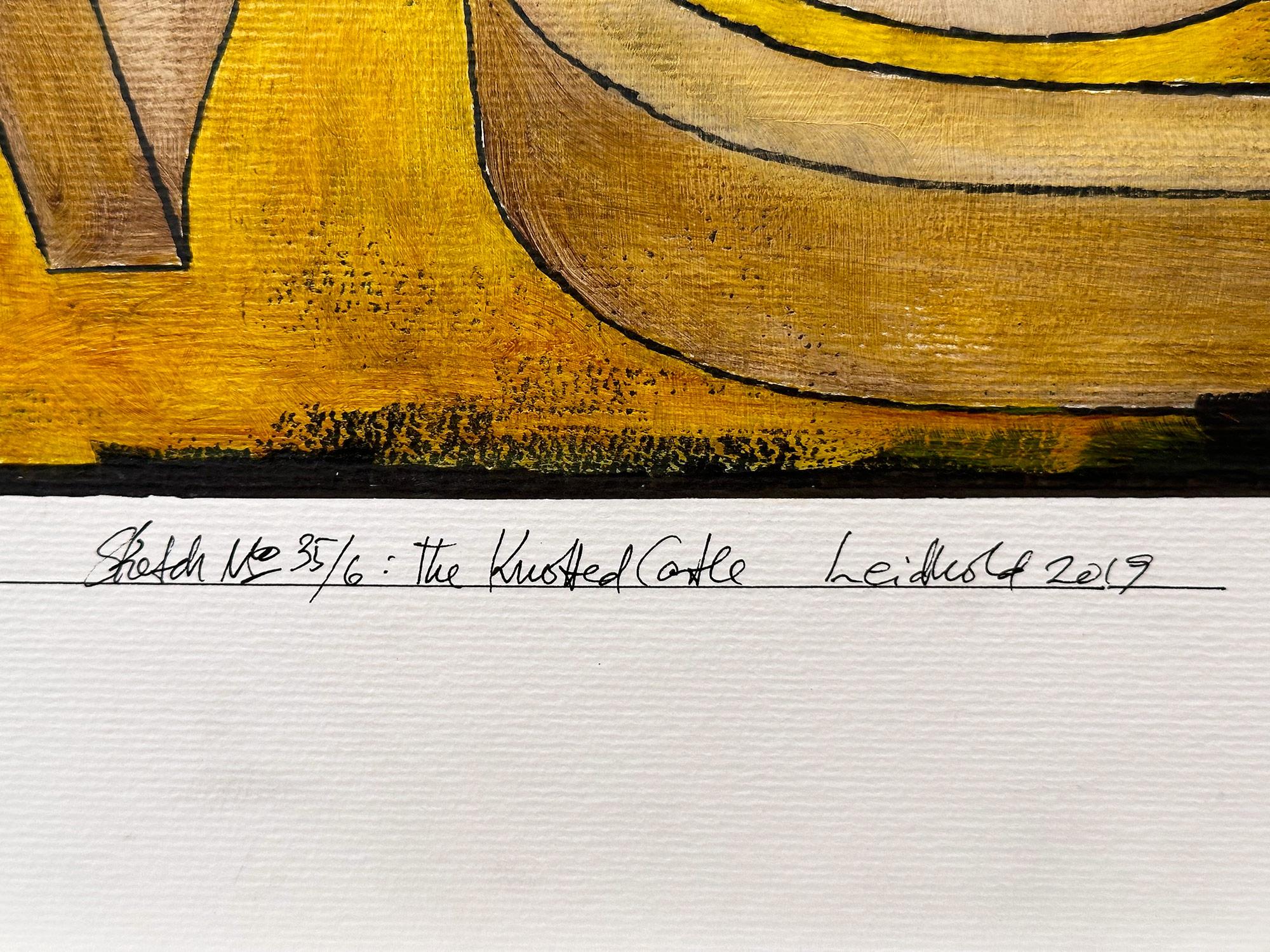 Abstraktes gegenständliches Gemälde auf Papier, Skizze Nr.35/6: Der geknotete Schloss im Angebot 5