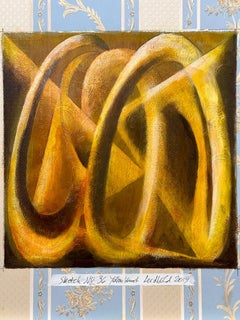 "Sketch No.36 Yellow Knot" Abstract Representational Painting Work on Wallpaper