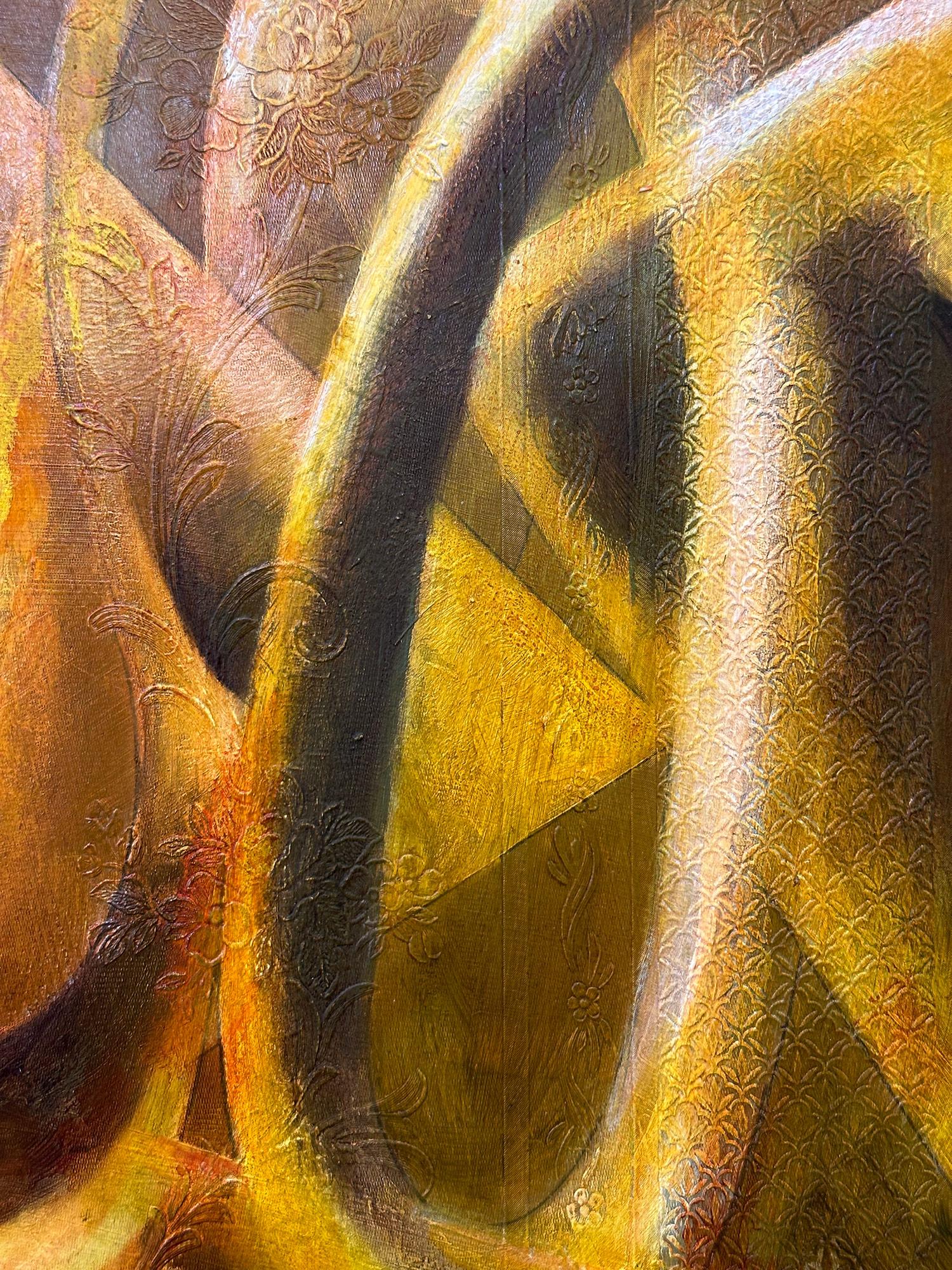 „Sketch No.36 Yellow Knot“ Abstraktes, gegenständliches Gemälde auf Tapete im Angebot 4