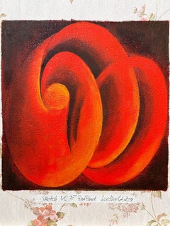 "Sketch No.37 Red Knot" Abstract Representational Painting Work on Wallpaper