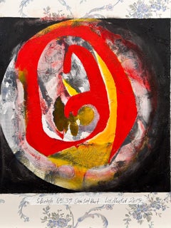 "Sketch No.39 Sun Set Knot" Pittura rappresentativa astratta su carta da parati