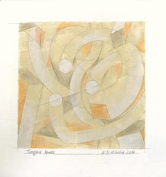 "Tangled Knot" Abstract Representational Kinetic Knot Painting Work on Paper