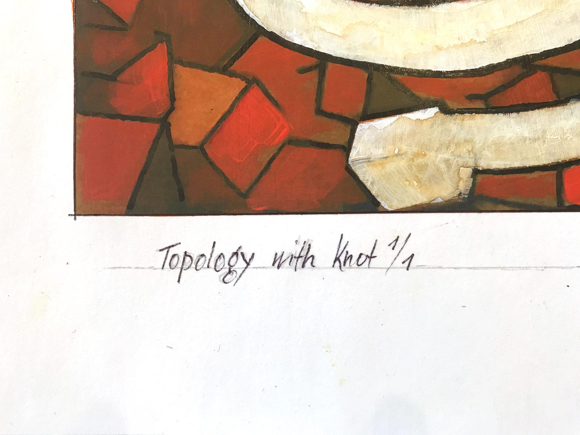 „Topologie mit Knot 1/1“ Abstraktes, gegenständliches Knotengemälde auf Papier im Angebot 5