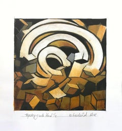 "Topologia con nodo 1/2" Pittura astratta rappresentativa di nodi su carta
