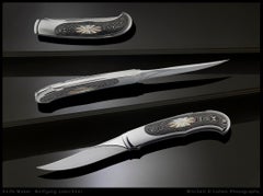 Wolfgang Loerchner, Folder, Damascus Inlay with Black Lip Pearl Escutcheon