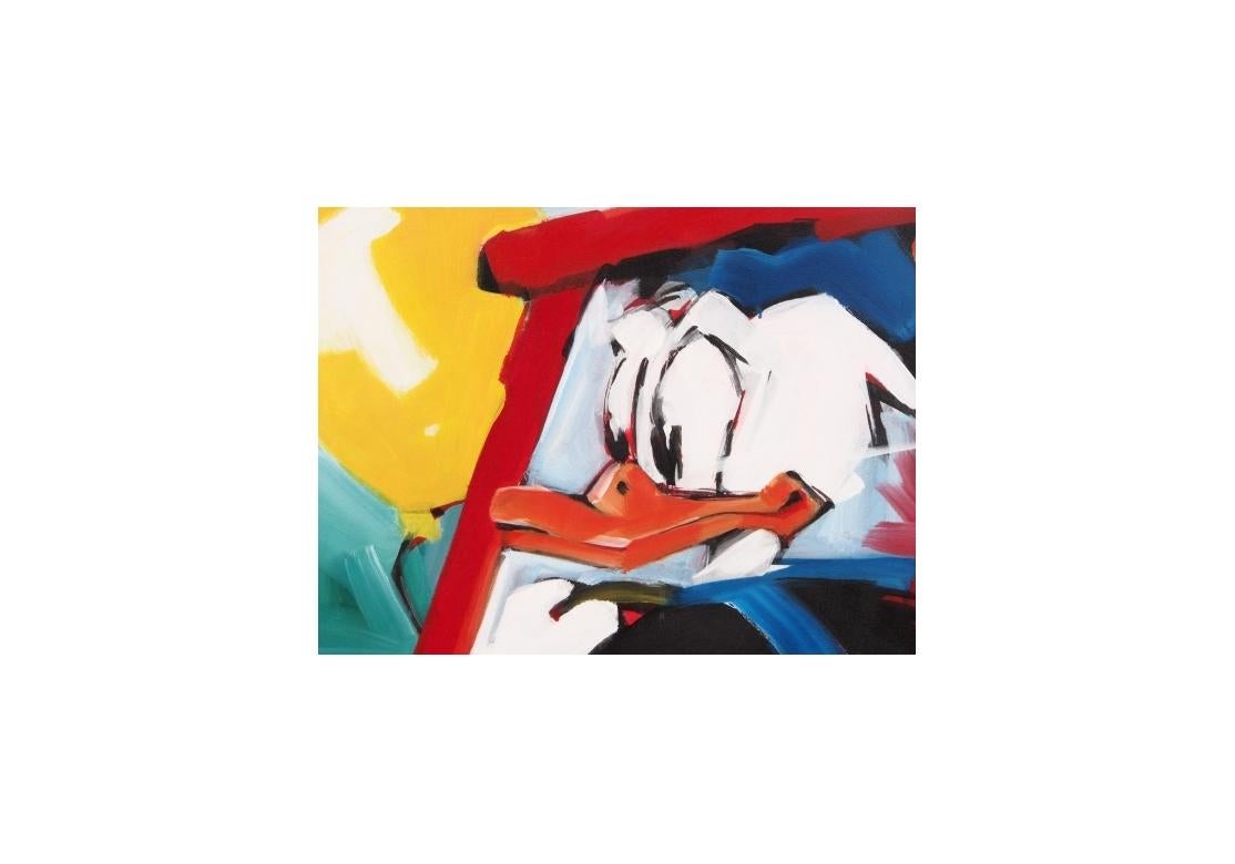 Wolfgang Loesche (nato nel 1947, Gotha, Germania) Acrilico firmato, Pop Art Donald Duck In condizioni discrete in vendita a Bridgeport, CT
