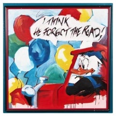 Vintage Wolfgang Loesche (b. 1947, Gotha, Germany) Signed Acrylic, Pop Art Donald Duck