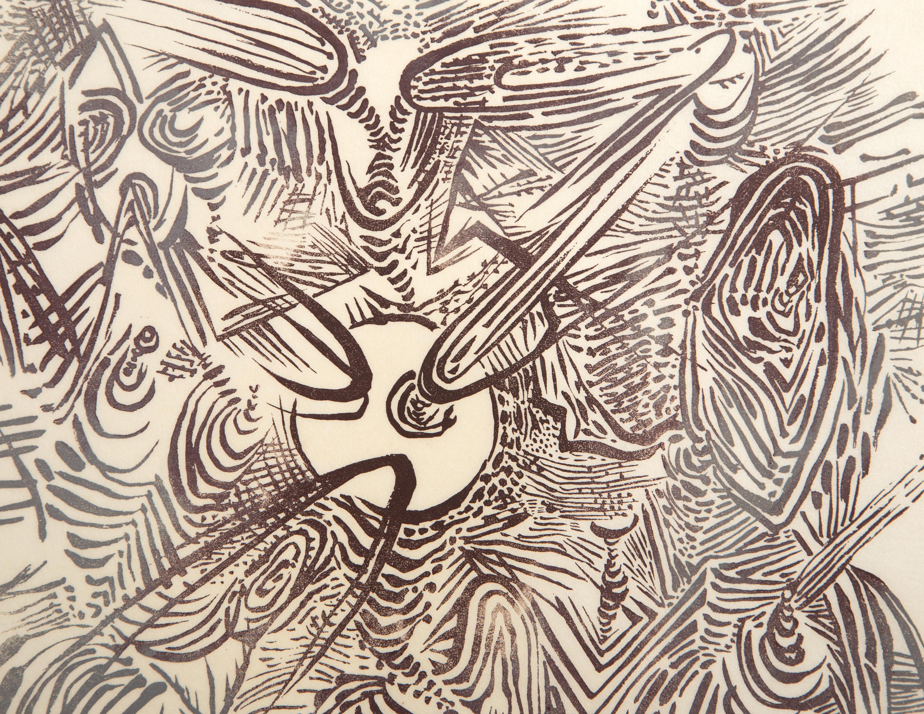 Abstract Composition, Abstract Woodblock by Wolfgang Paalen For Sale 2